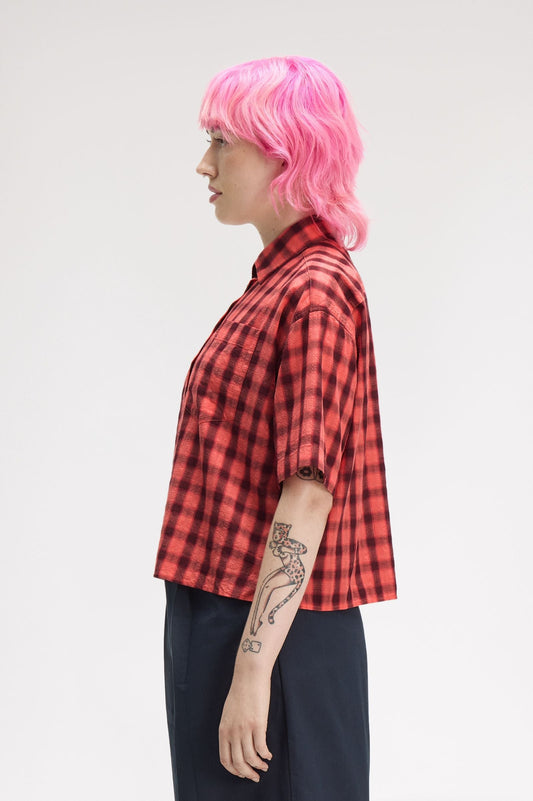 G2189 Textured Check Shirt (Strawberry Cream)