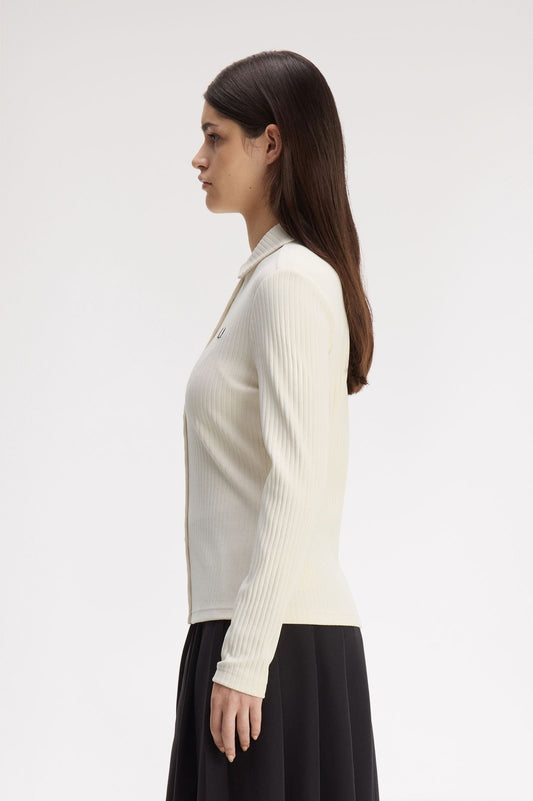 G3163 Ribbed Button Through Polo Shirt (Ecru)