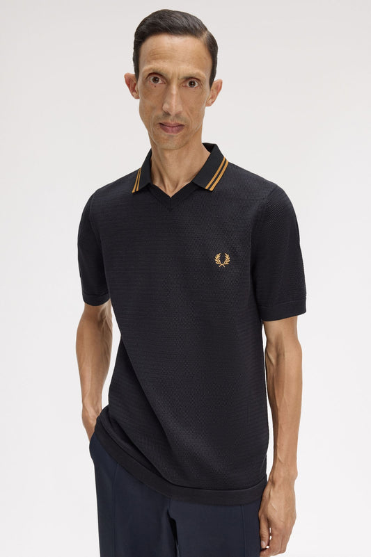 K2330 Pointelle Knitted Shirt (Black)