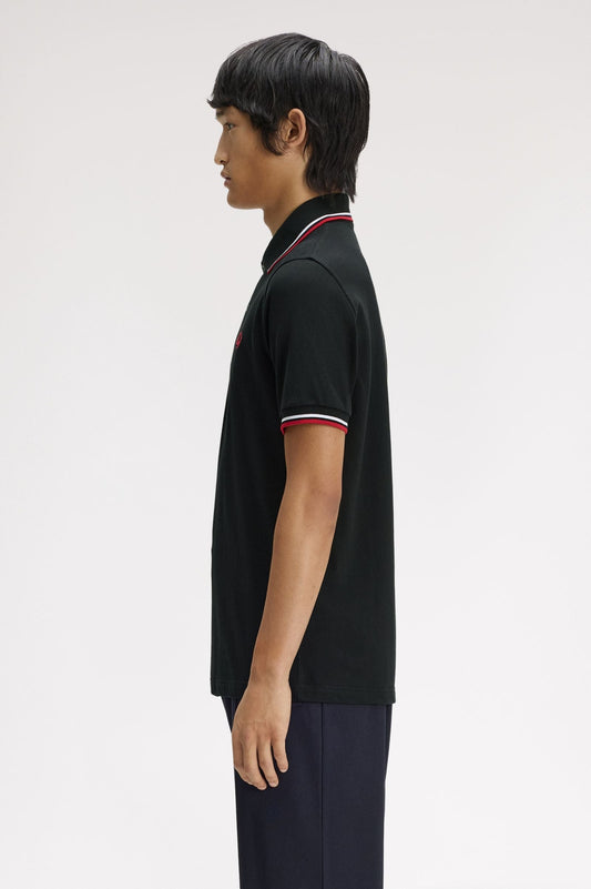 M12 The Fred Perry Shirt (Black / White / Bright Red)