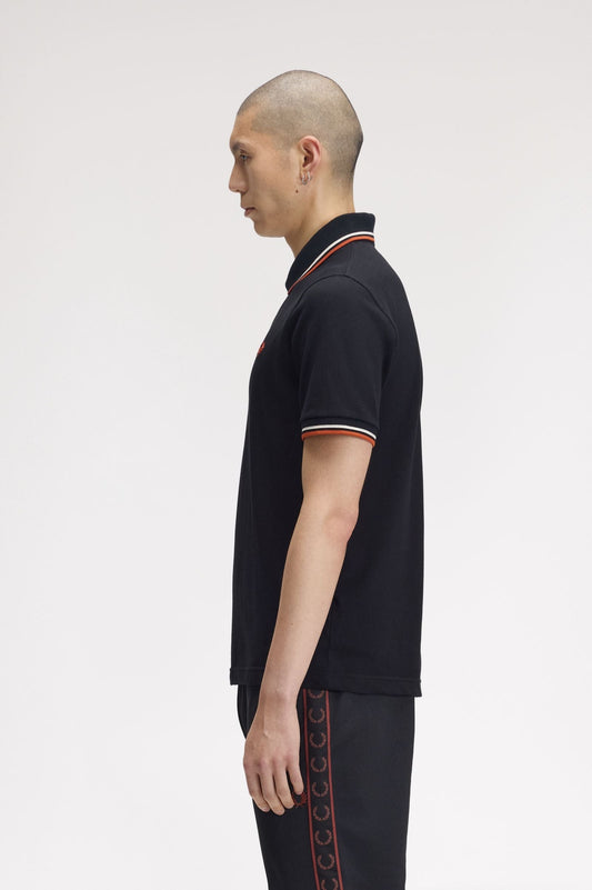 M12 The Fred Perry Shirt (Black / Tramline White / Summer Clay)