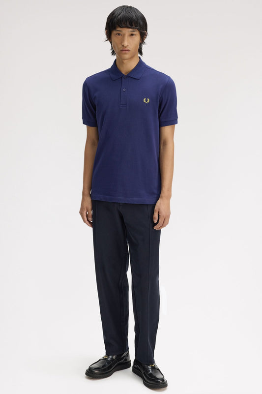 M6000 Plain Fred Perry Shirt (French Navy/ Citron)