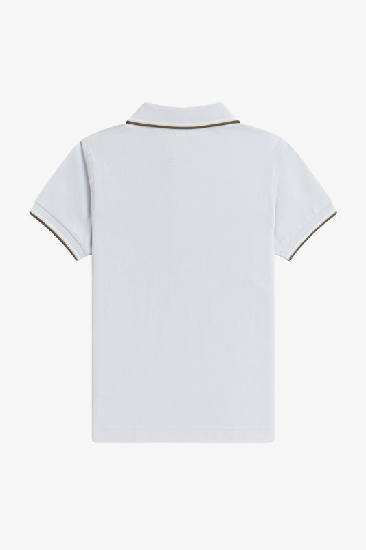 SY3660 Kids Twin Tipped Fred Perry Shirt (Dusky Blue / Ecru / Laurel Wreath Green)