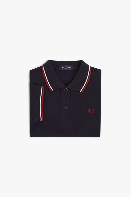 SY3660 Kids Twin Tipped Fred Perry Shirt (Navy / Snow White / Burnt Red)