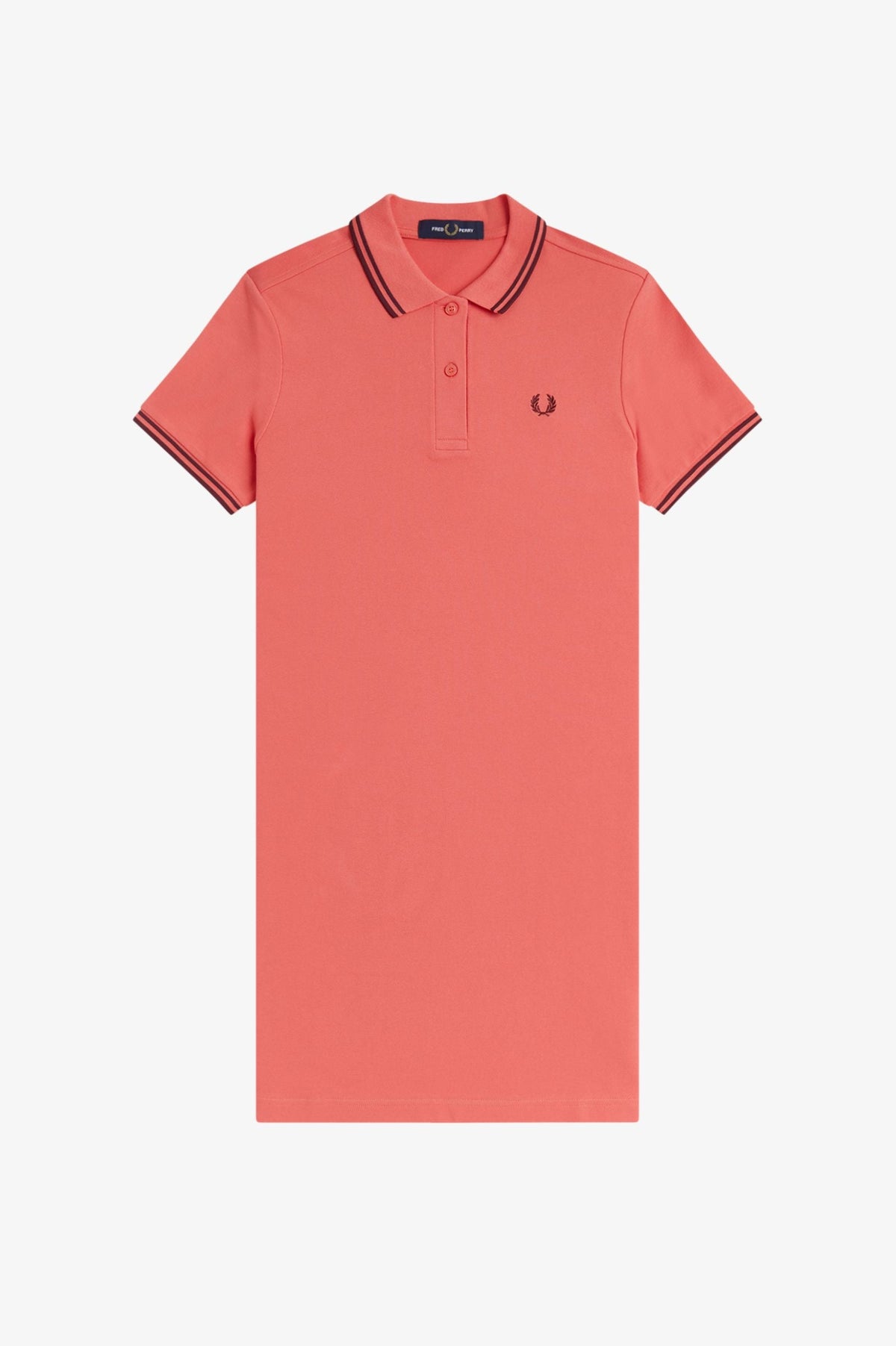 D3600 Twin Tipped Fred Perry Shirt Dress (Strawberry Cream / Oxblood / Oxblood)