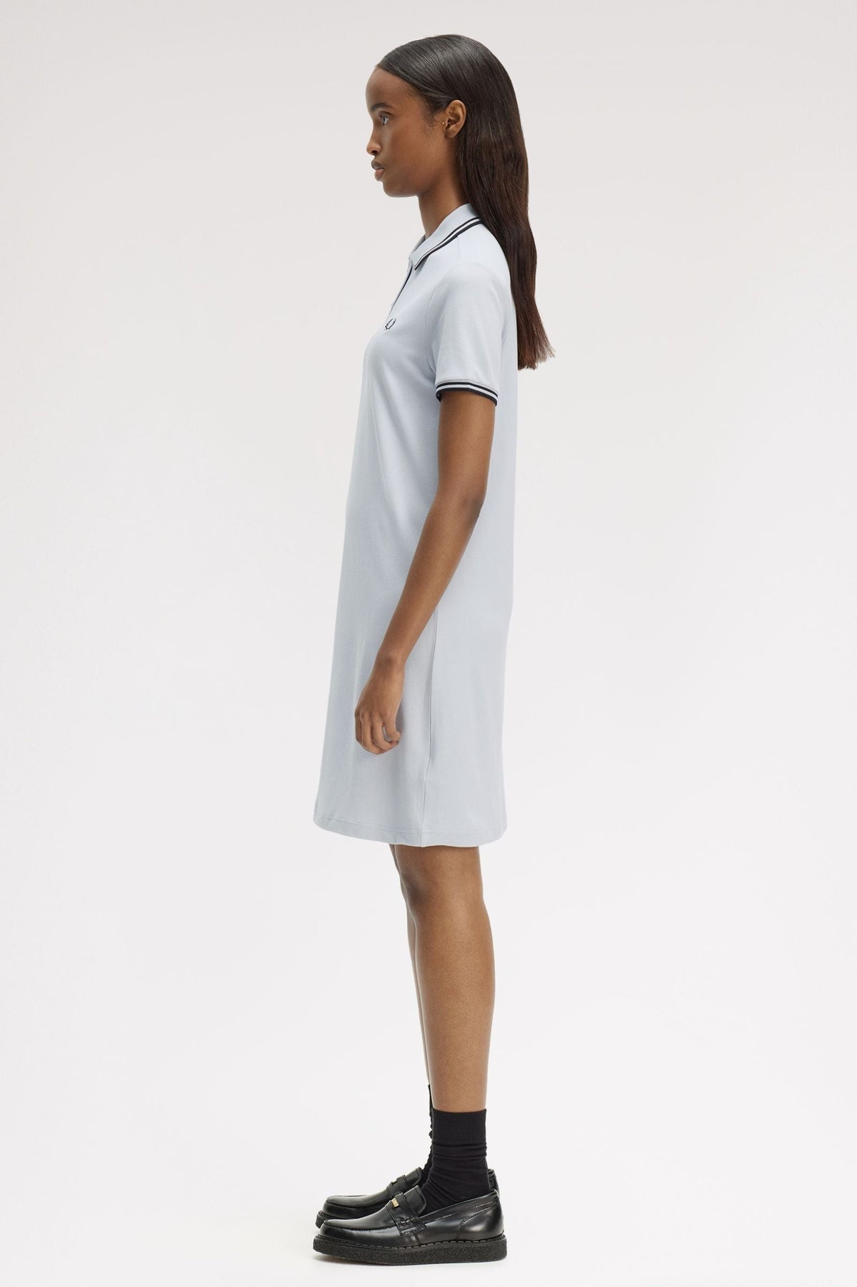 D3600 Twin Tipped Fred Perry Shirt Dress (Dusky Blue / Black / Black)