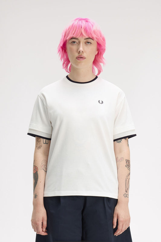 G2191 Tipped Mesh Pique T-Shirt (Snow White)