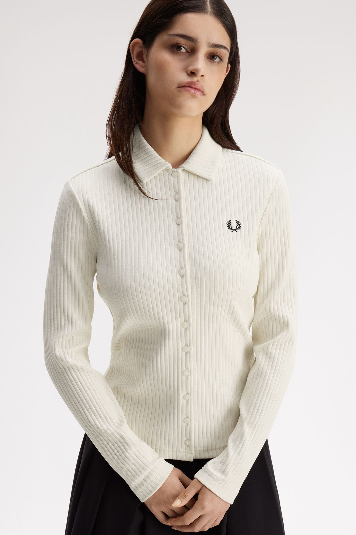G3163 Ribbed Button Through Polo Shirt (Ecru)