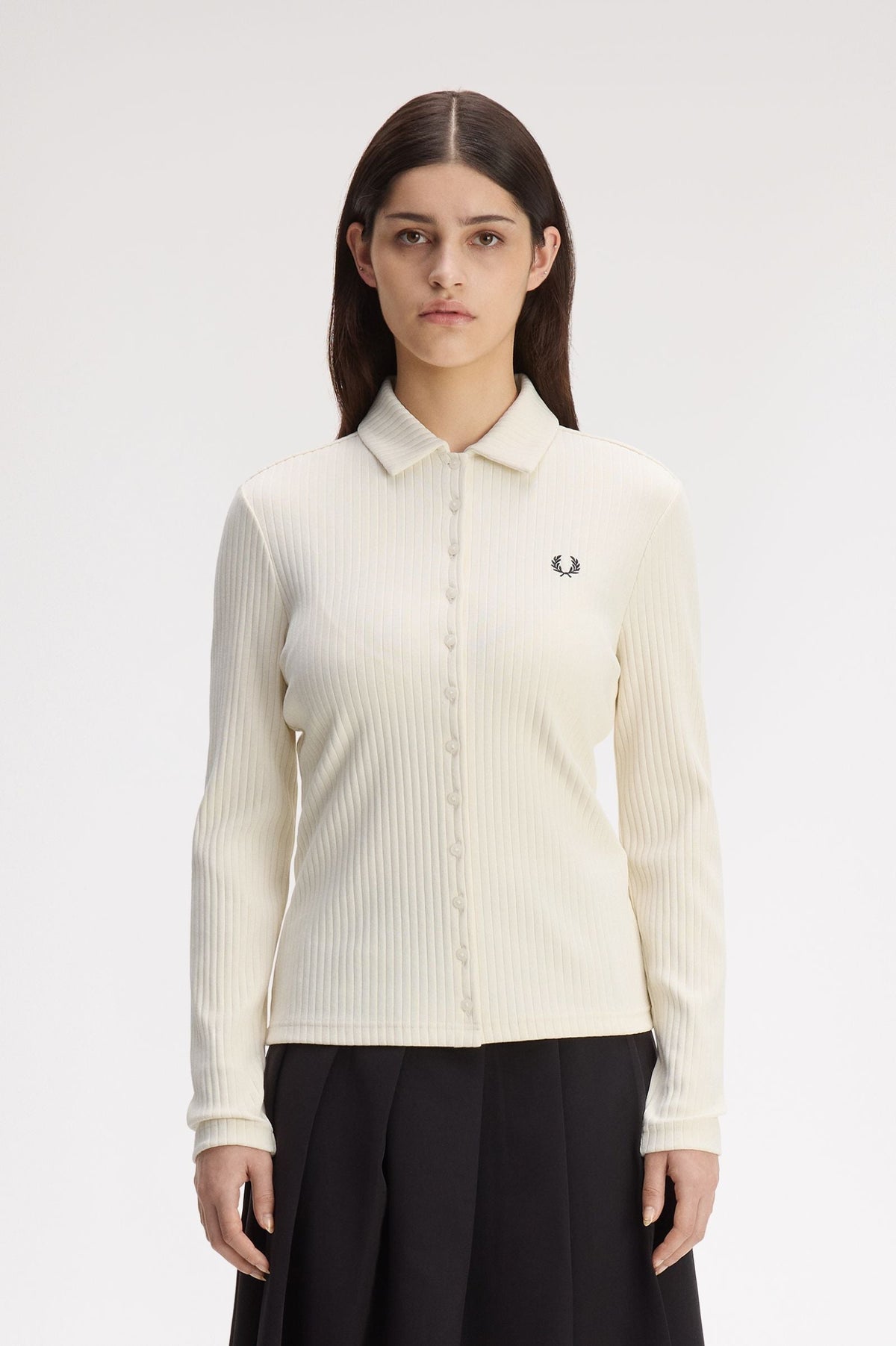 G3163 Ribbed Button Through Polo Shirt (Ecru)
