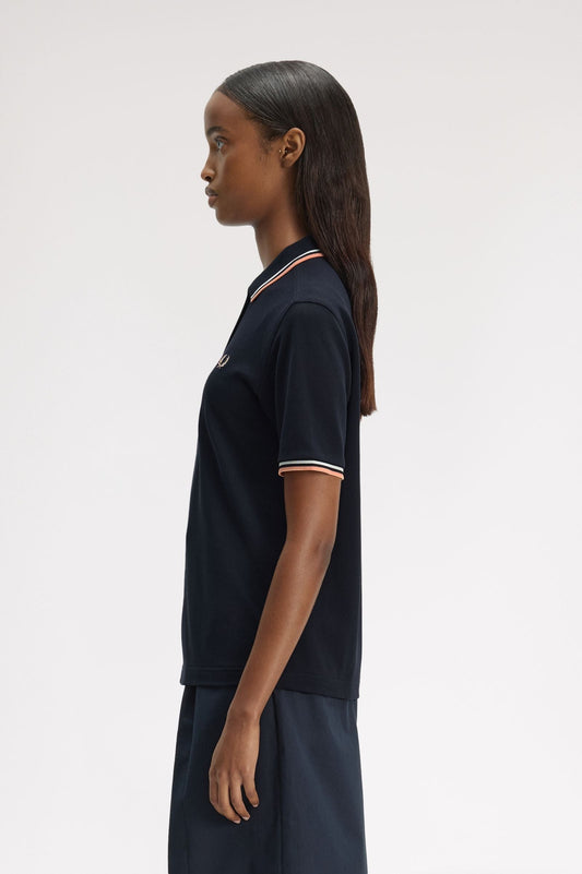G3600 The Fred Perry Shirt (Navy / Snow White / Peach)