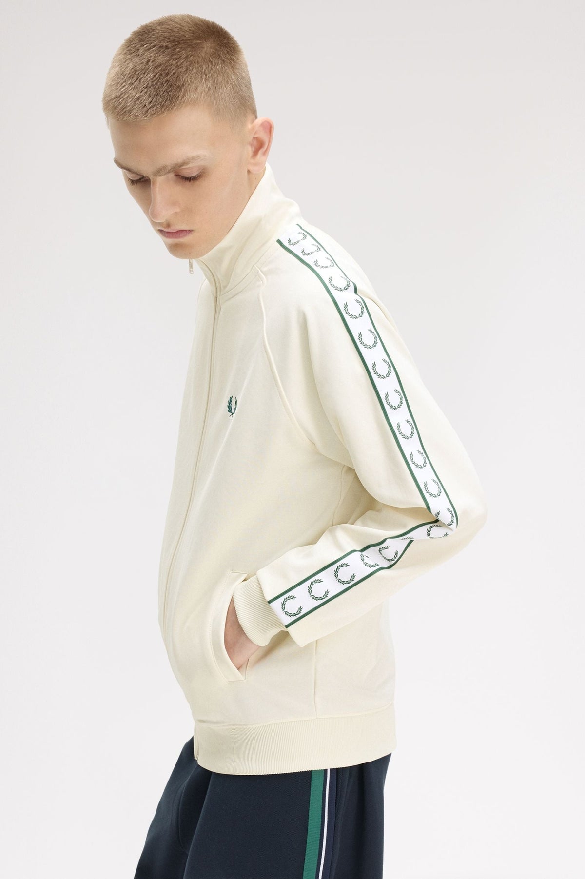 J5557 Contrast Tape Track Jacket (Ecru)