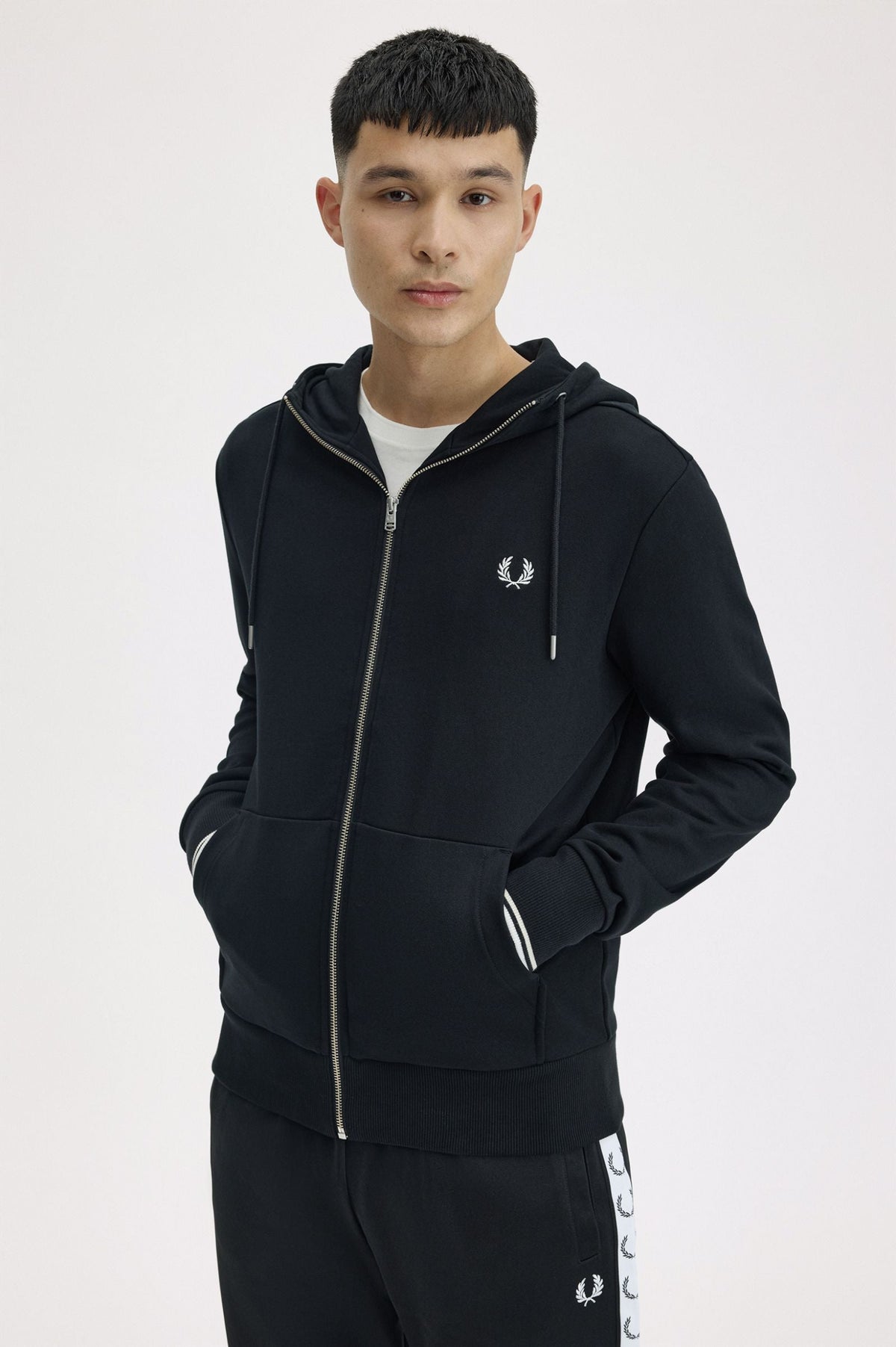 J7536 Hooded Zip Through Sweatshirt (Black)