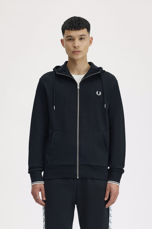 J7536 Hooded Zip Through Sweatshirt (Black)