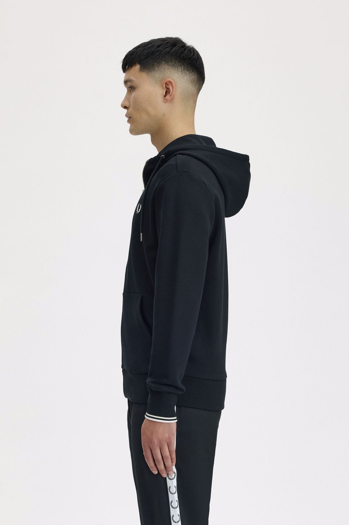 J7536 Hooded Zip Through Sweatshirt (Black)