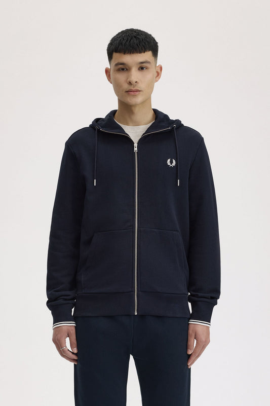 J7536 Hooded Zip Through Sweatshirt (Navy)