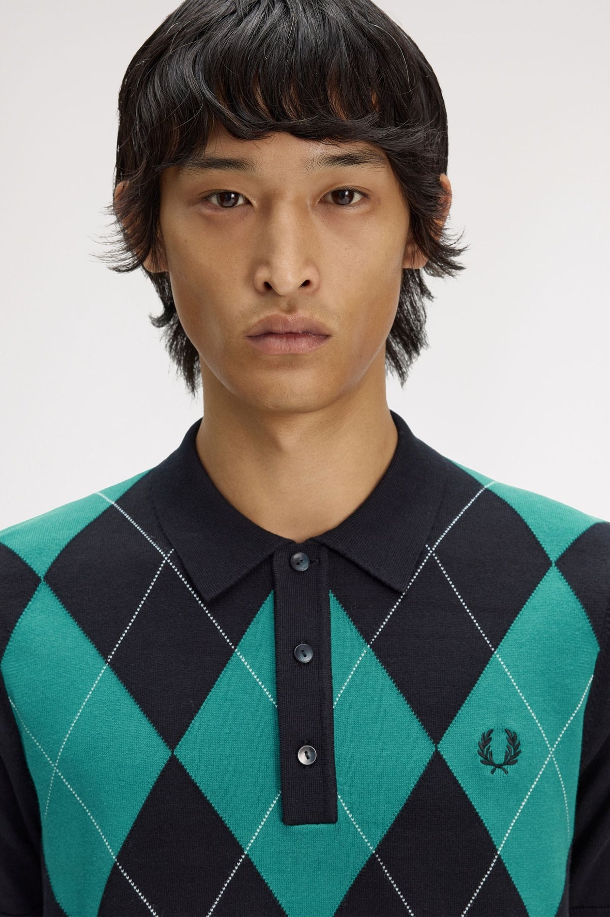 K1317 Argyle Knitted Shirt (Black)