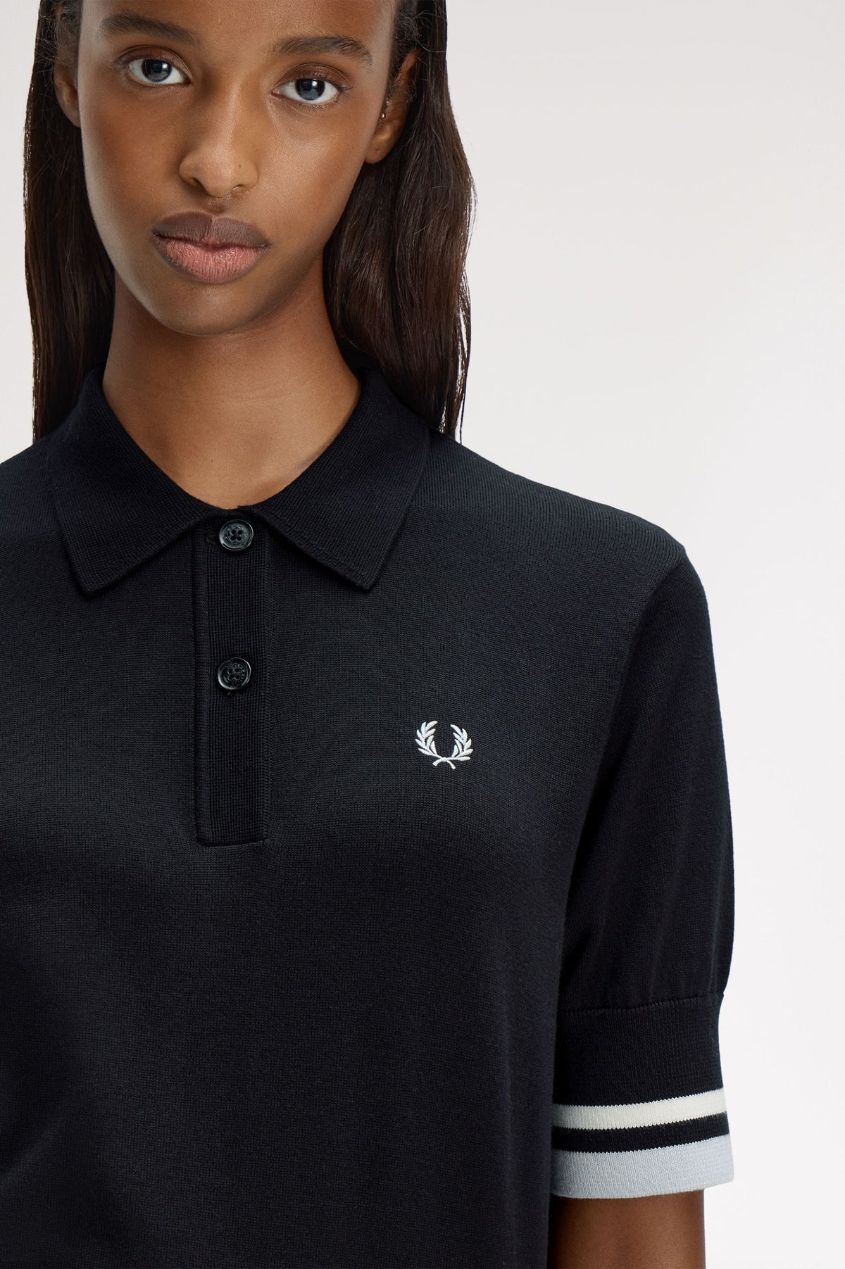 K2129 Bold Tipped Knitted Shirt (Black)
