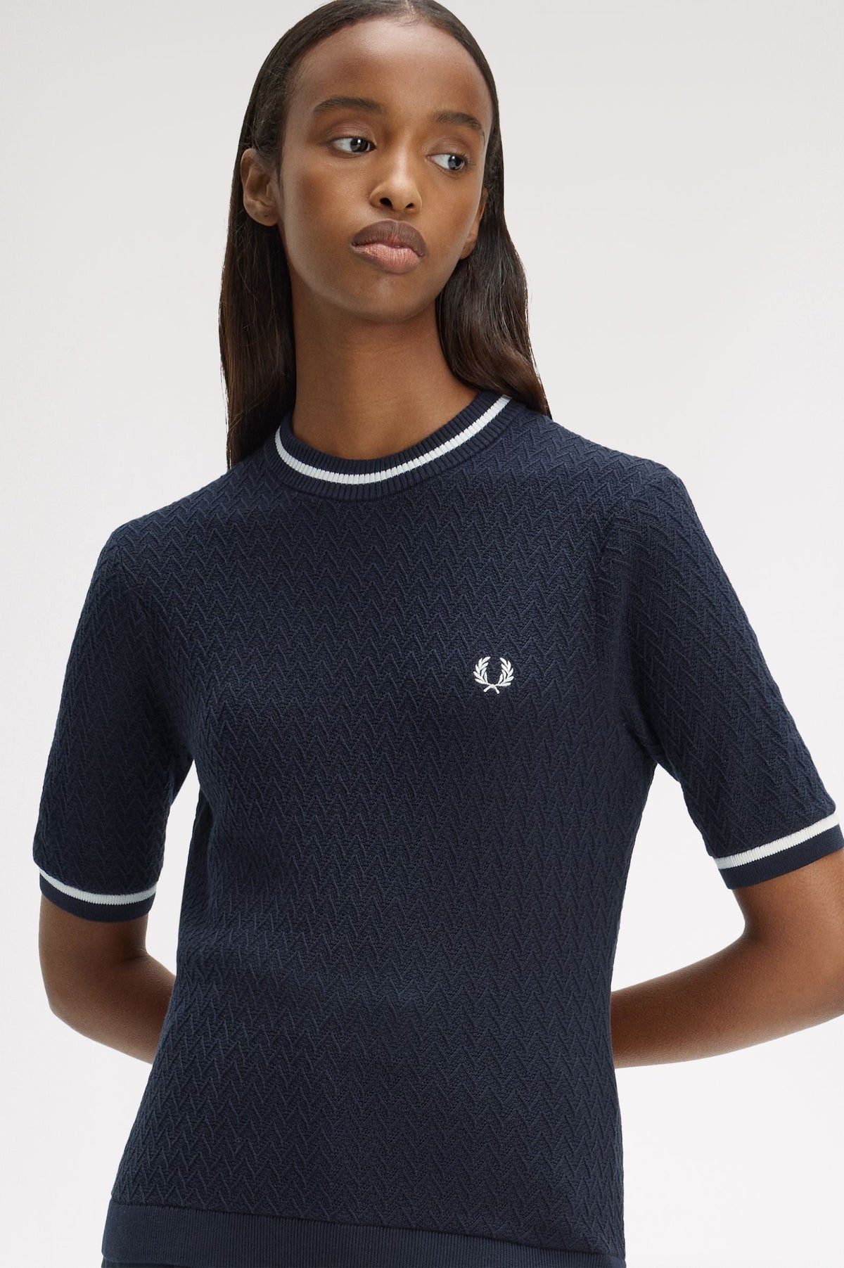 K2131 Textured Knitted Top (Navy)