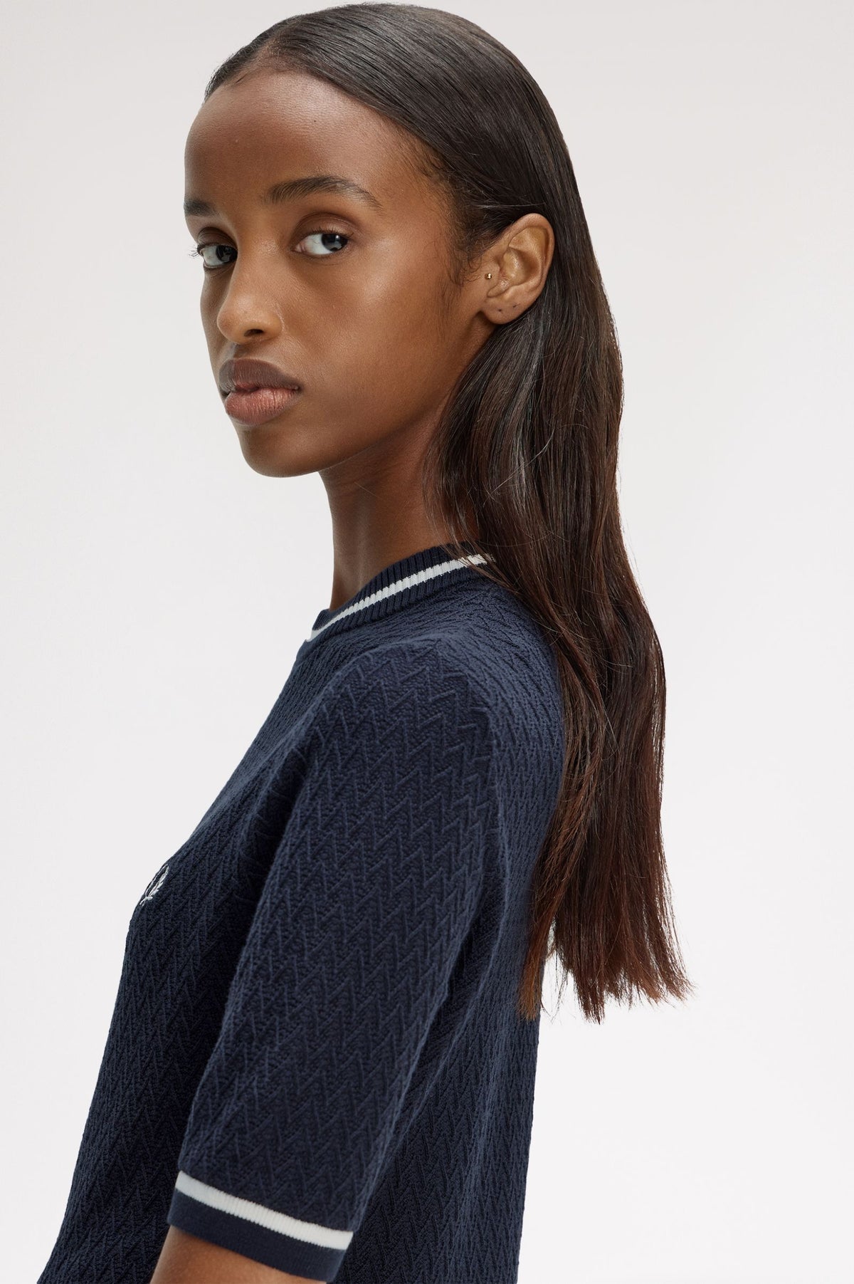 K2131 Textured Knitted Top (Navy)
