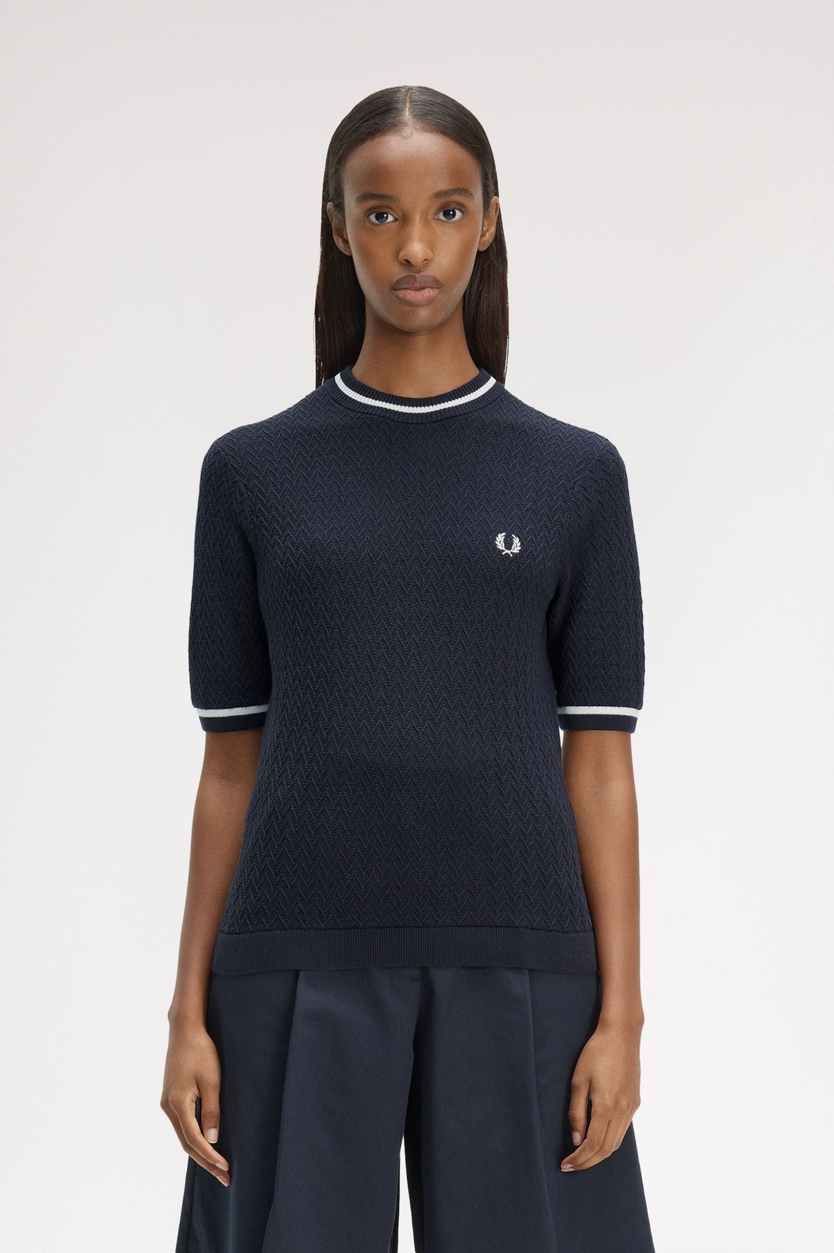 K2131 Textured Knitted Top (Navy)