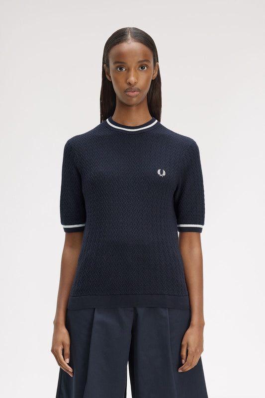 K2131 Textured Knitted Top (Navy)