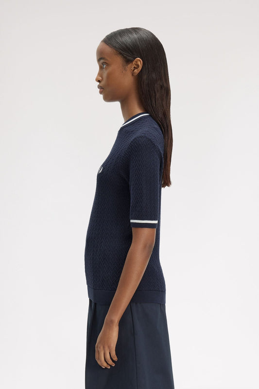 K2131 Textured Knitted Top (Navy)