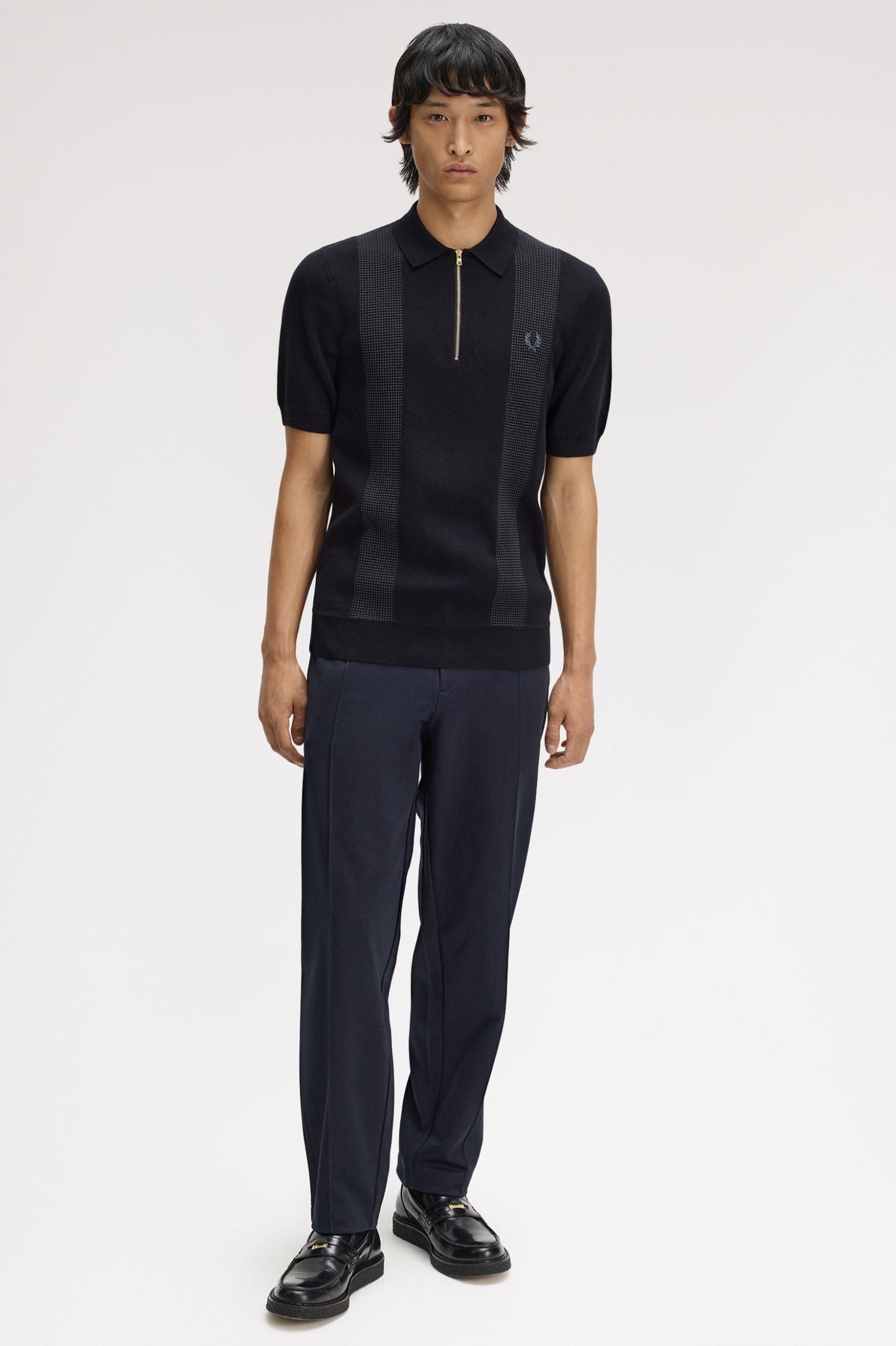 K2310 Panel Detail Knitted Shirt (Black)