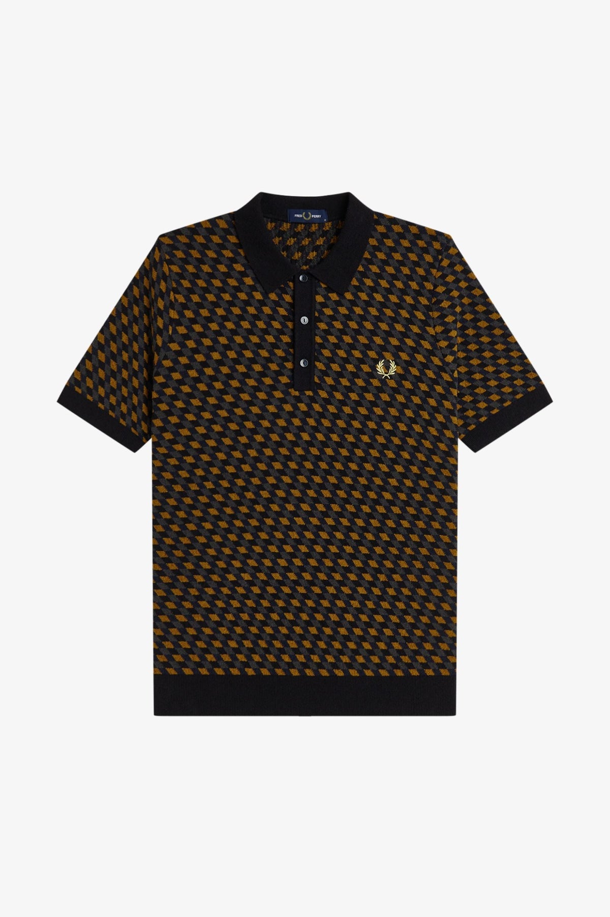 K2328 Geometric Knitted Shirt (Dark Caramel)