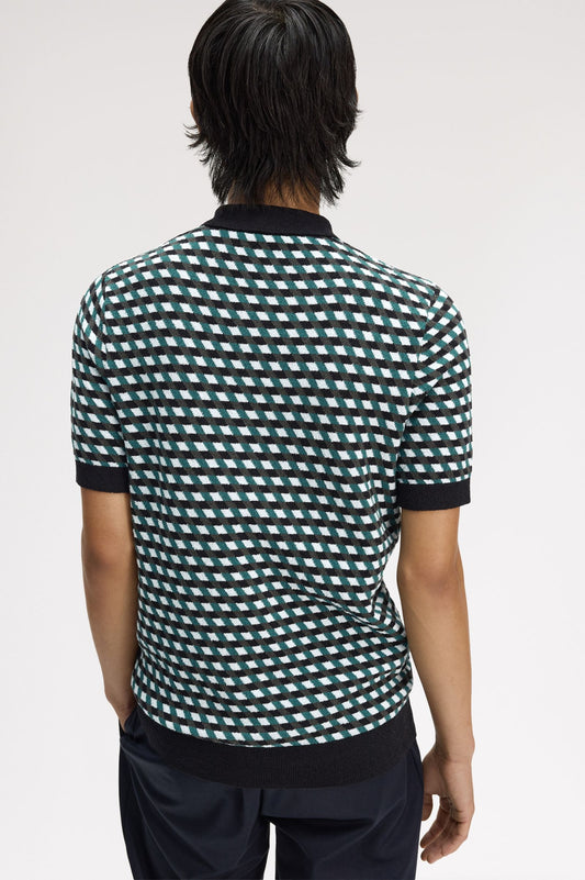K2328 Geometric Knitted Shirt (Light Ice)