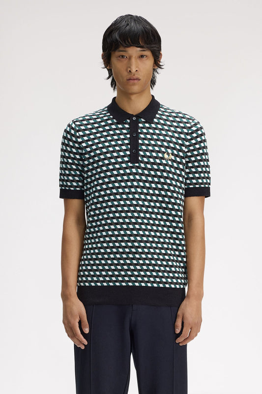 K2328 Geometric Knitted Shirt (Light Ice)