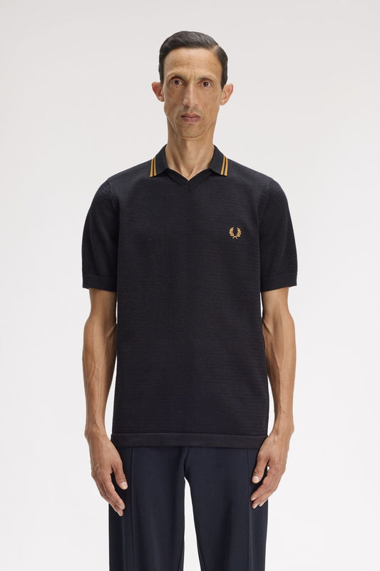 K2330 Pointelle Knitted Shirt (Black)