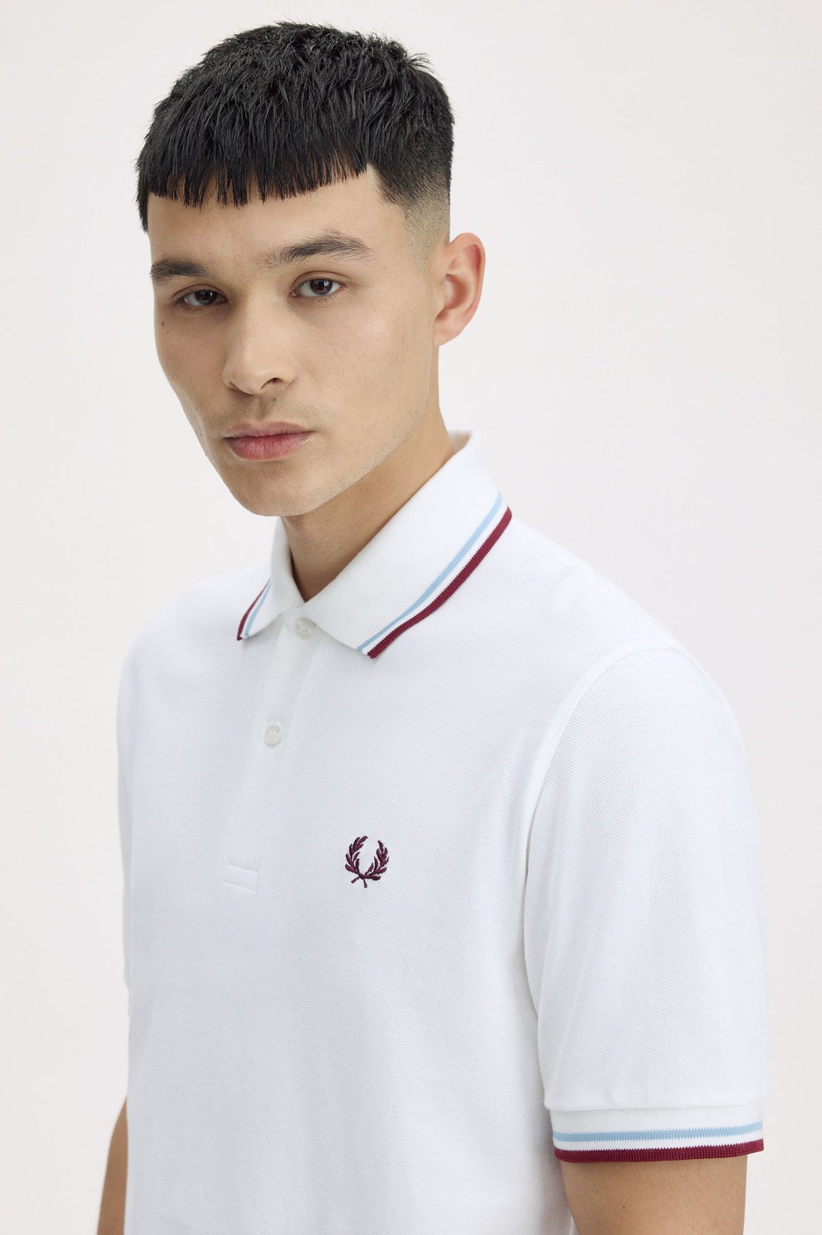 M12 The Fred Perry Shirt (White / Ice / Maroon)