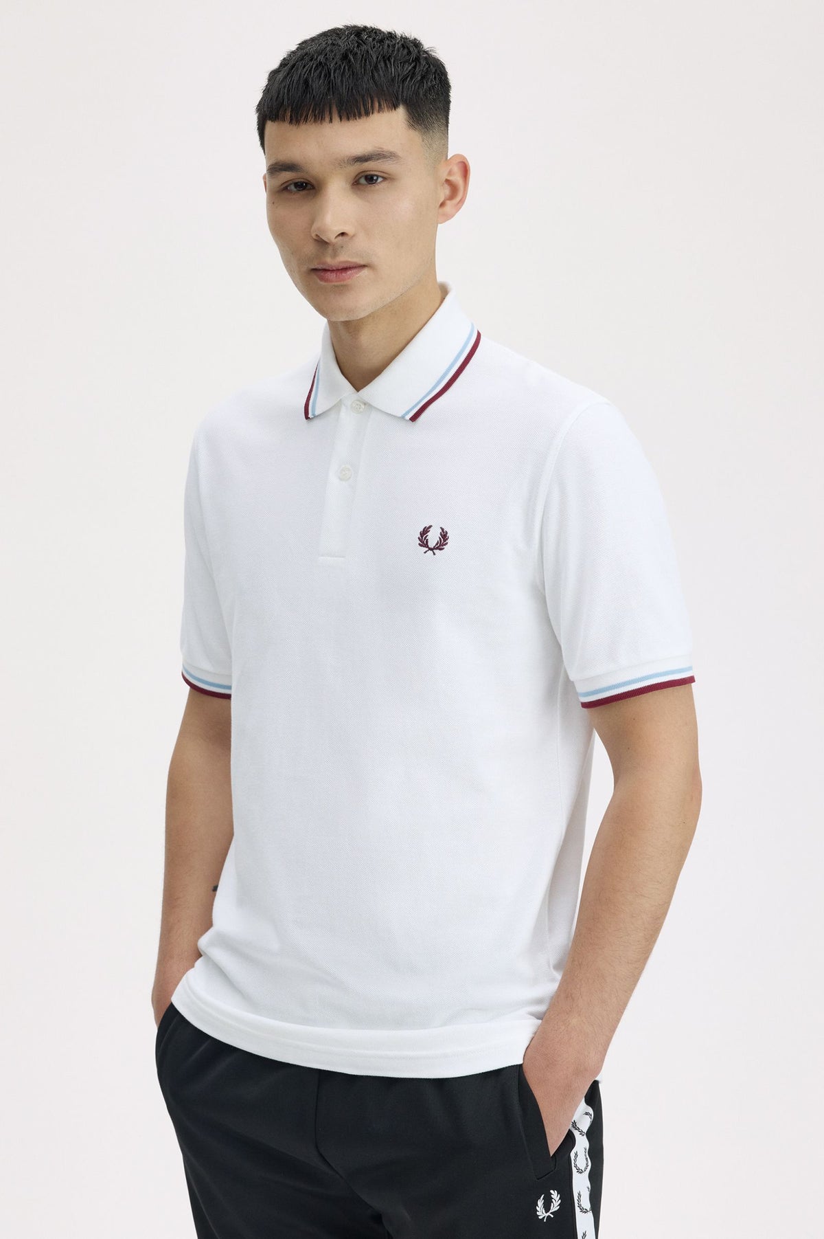 M12 The Fred Perry Shirt (White / Ice / Maroon)