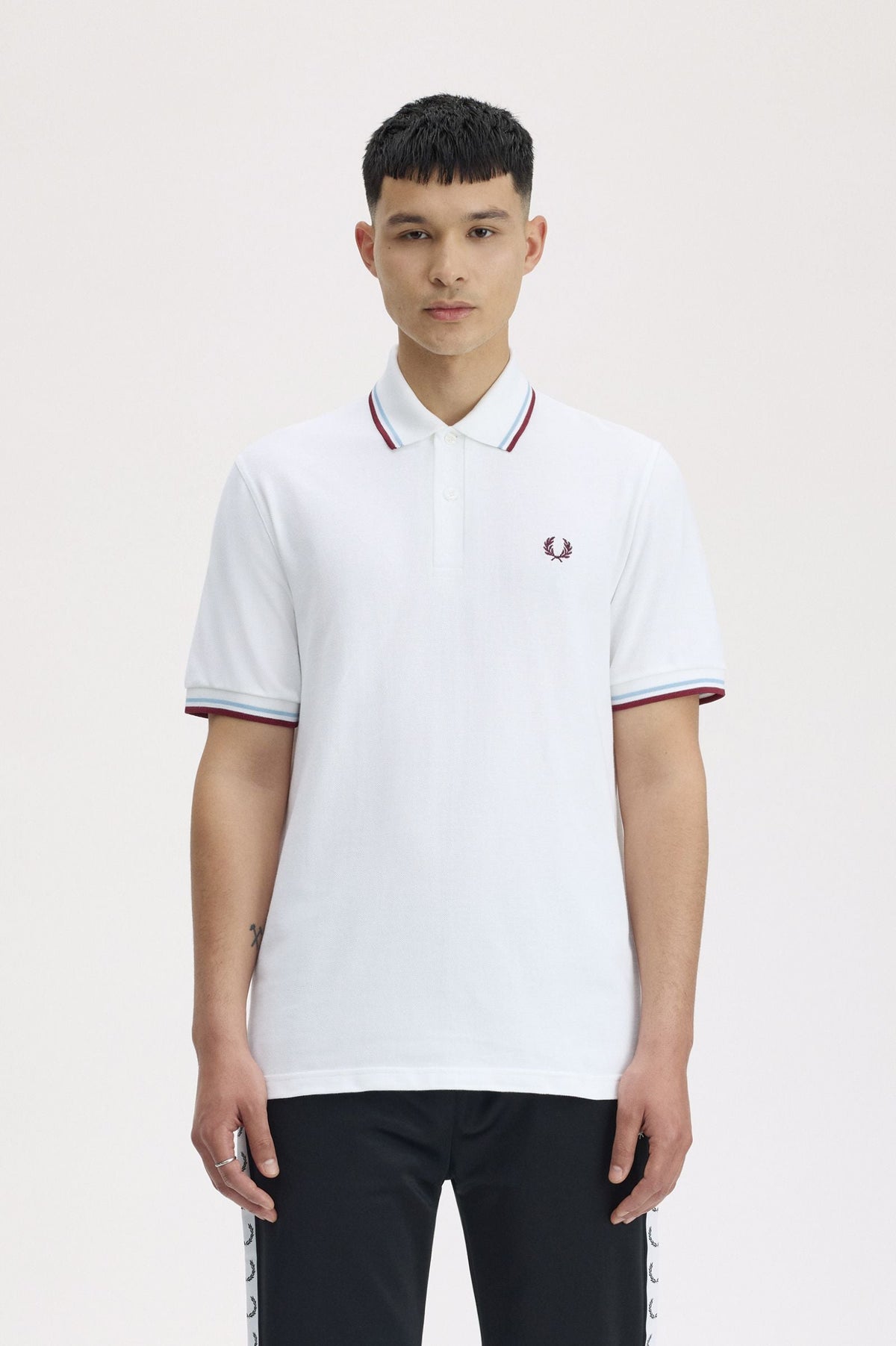M12 The Fred Perry Shirt (White / Ice / Maroon)