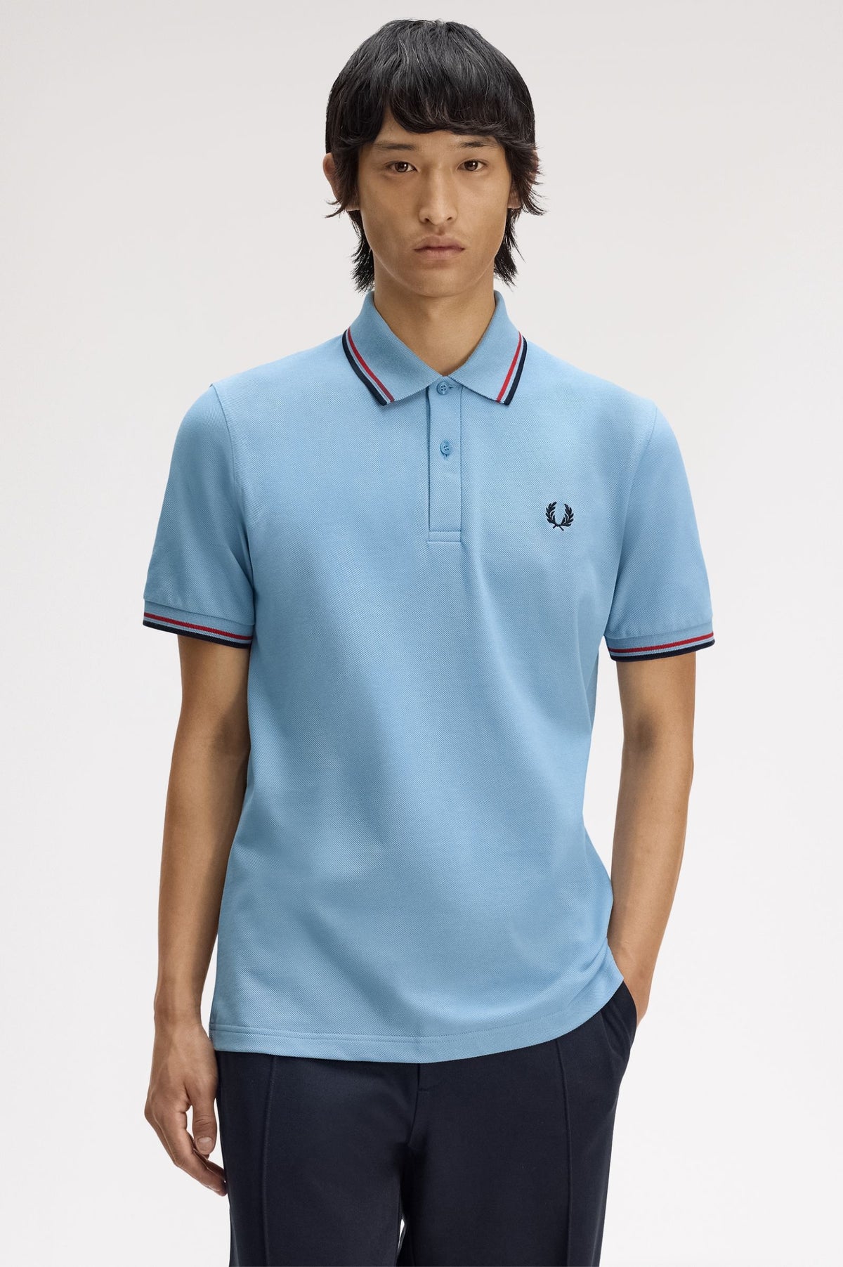 M12 The Fred Perry Shirt (Sky / Red / Navy)
