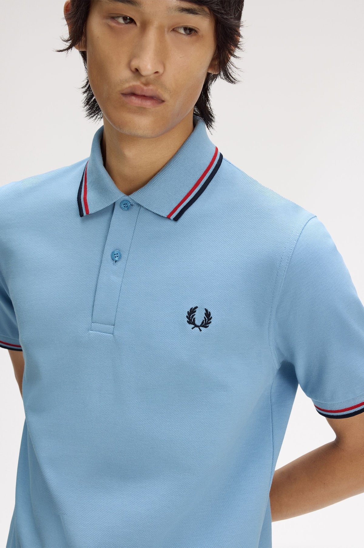 M12 The Fred Perry Shirt (Sky / Red / Navy)