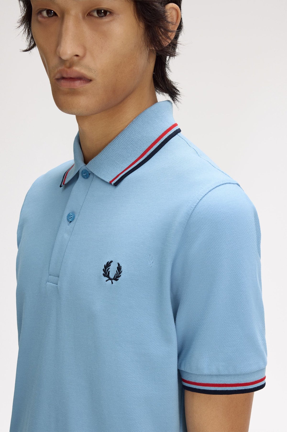 M12 The Fred Perry Shirt (Sky / Red / Navy)