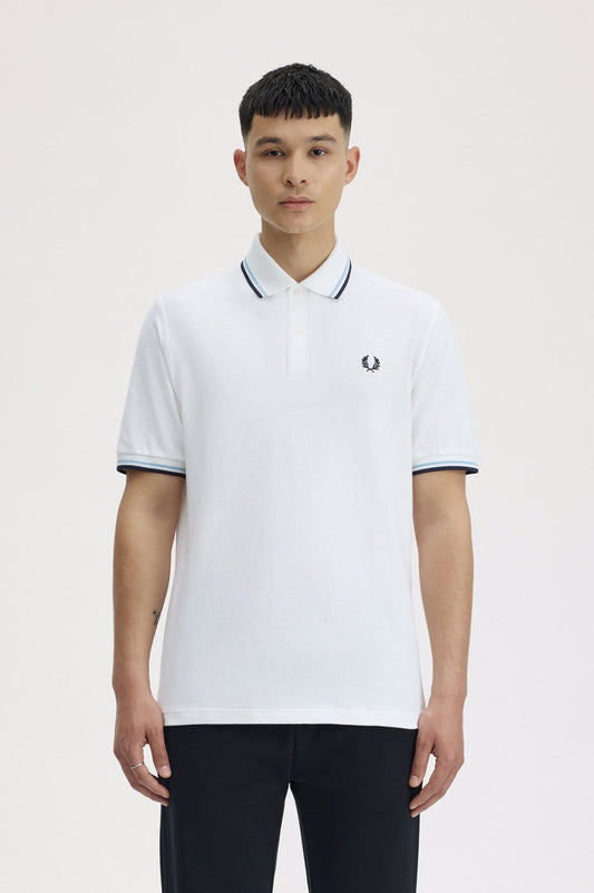 M12 The Fred Perry Shirt (White / Ice / Navy)