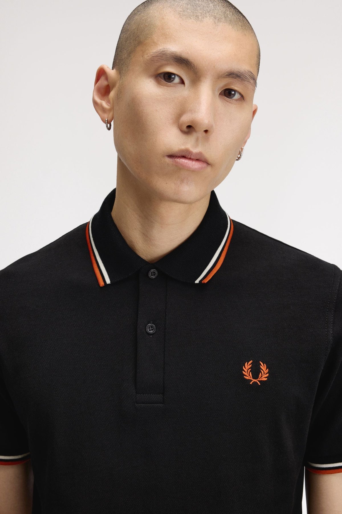 M12 The Fred Perry Shirt (Black / Tramline White / Summer Clay)