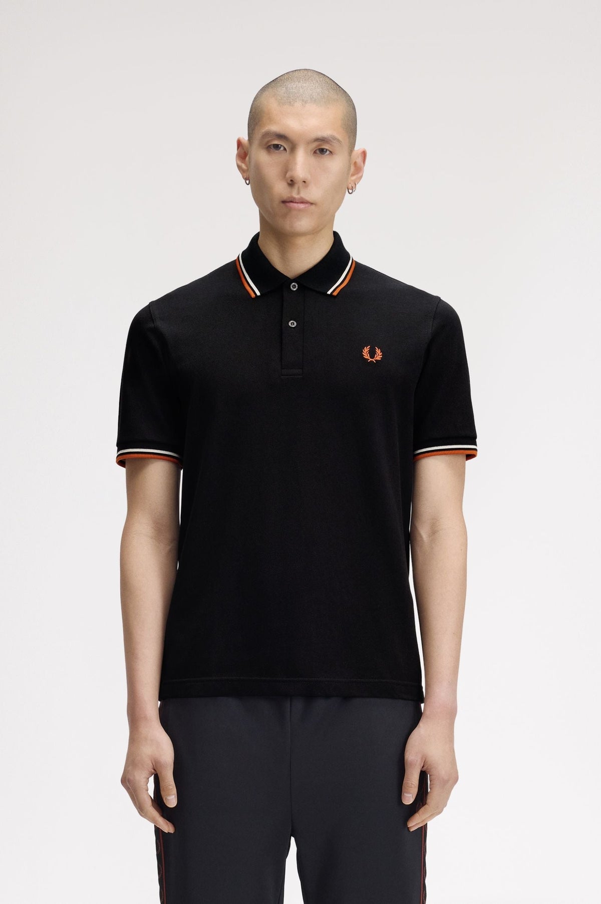 M12 The Fred Perry Shirt (Black / Tramline White / Summer Clay)