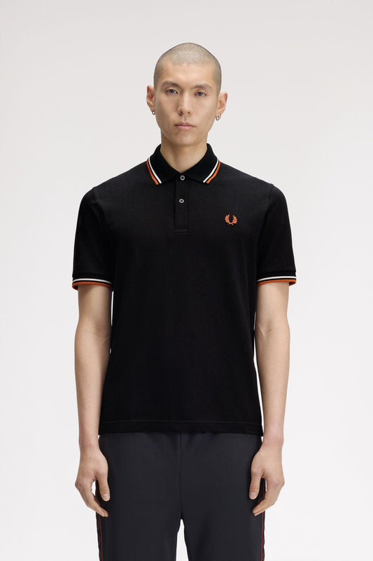 M12 The Fred Perry Shirt (Black / Tramline White / Summer Clay)