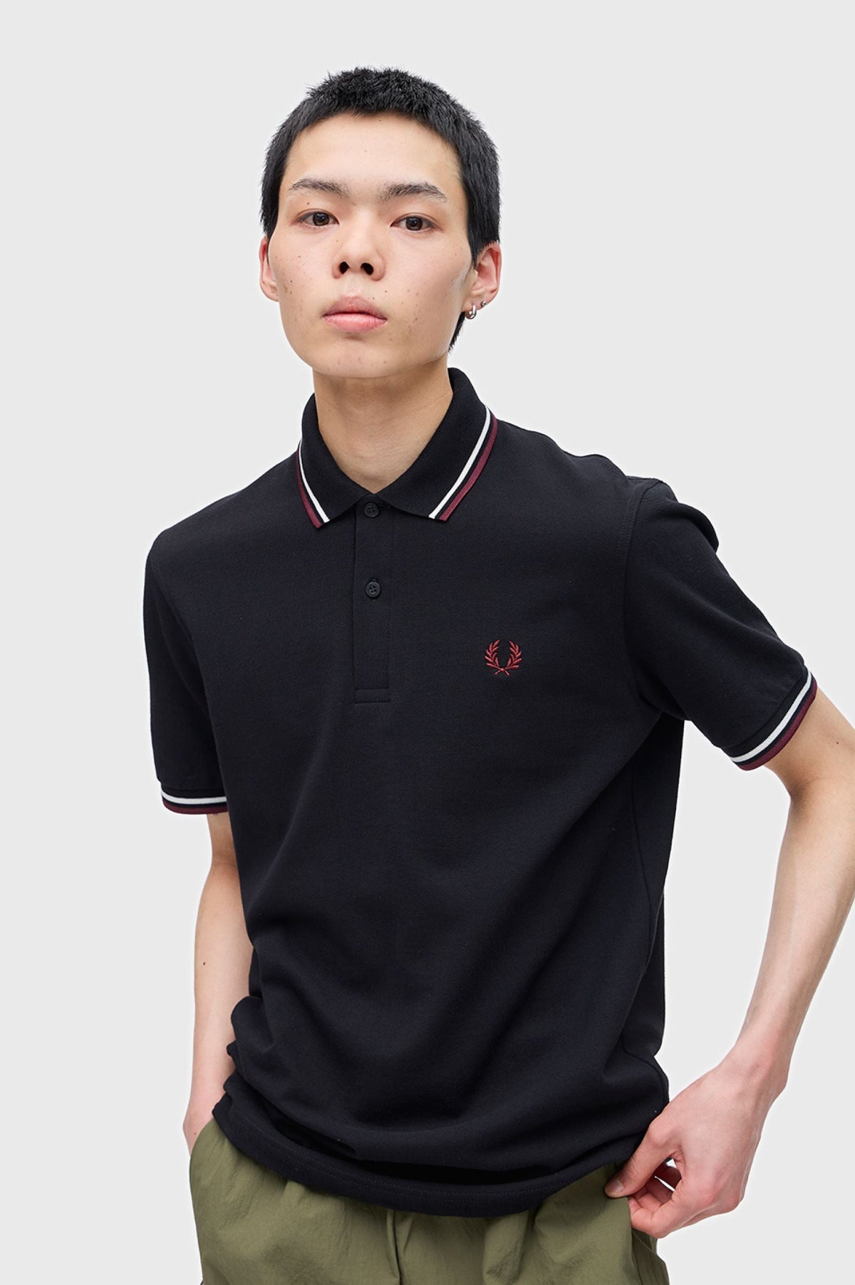 M12 The Fred Perry Shirt (Black / Ecru / Oxblood)