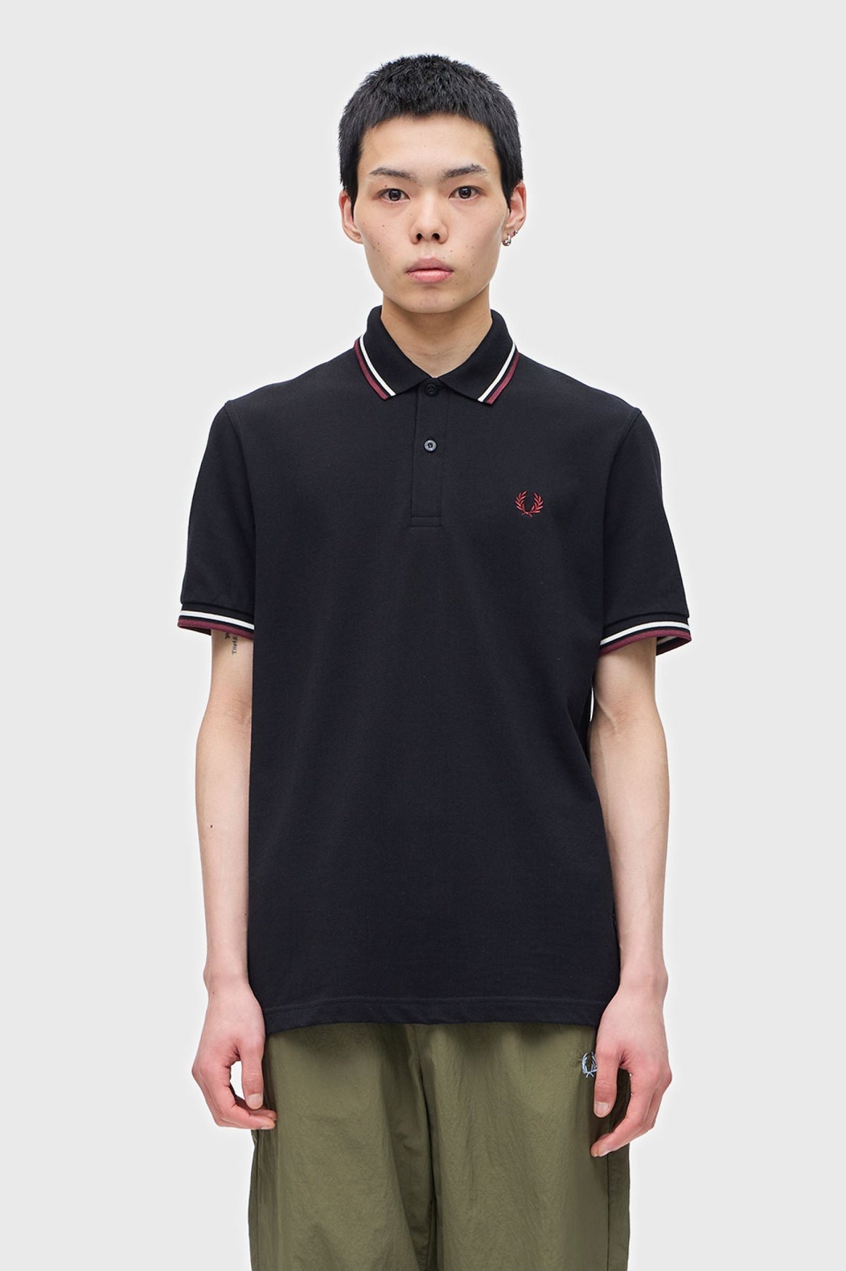 M12 The Fred Perry Shirt (Black / Ecru / Oxblood)
