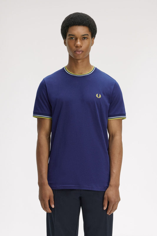 M1588 Twin Tipped T-Shirt (French Navy / Dusky Blue / Citron)