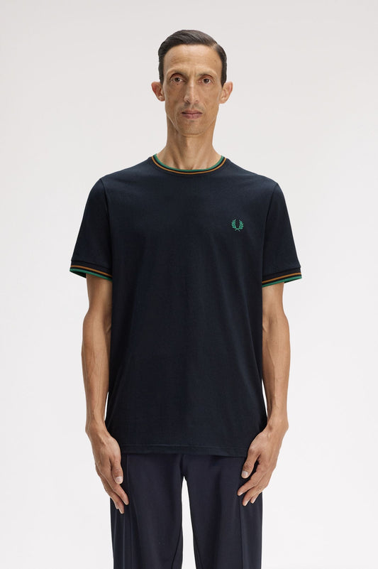 M1588 Twin Tipped T-Shirt (Navy / Dark Caramel / Sport Green)