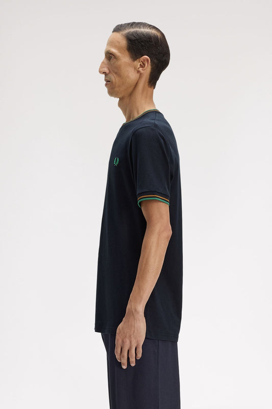 M1588 Twin Tipped T-Shirt (Navy / Dark Caramel / Sport Green)