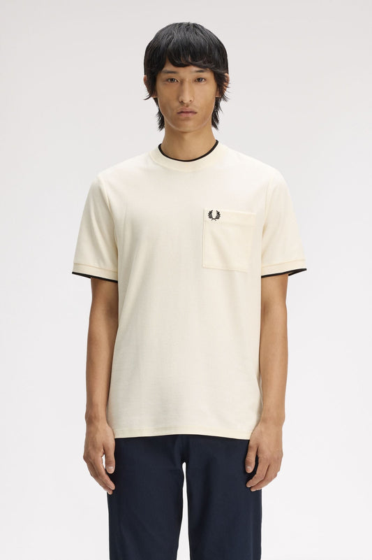 M2395 Pocket Detail Piqué T-Shirt (Ecru)