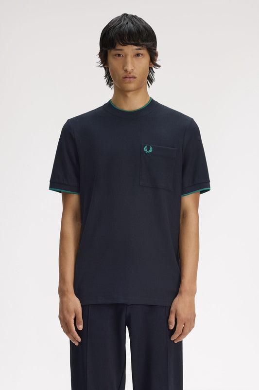 M2395 Pocket Detail Piqué T-Shirt (Navy)