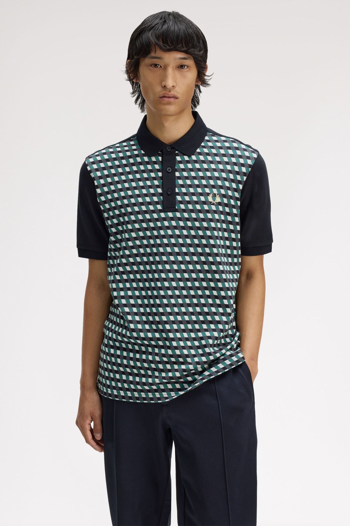 M2454 Geometric Polo Shirt (Black)