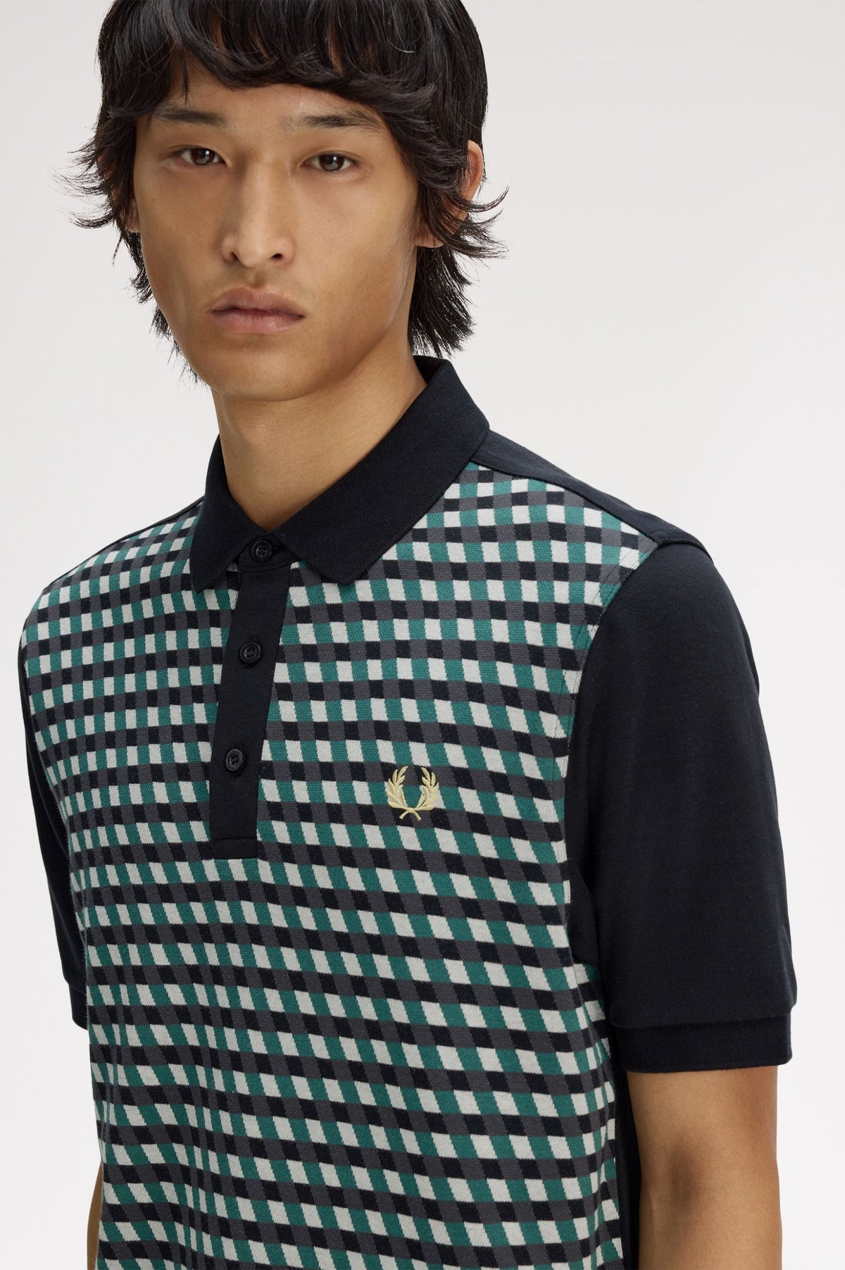M2454 Geometric Polo Shirt (Black)